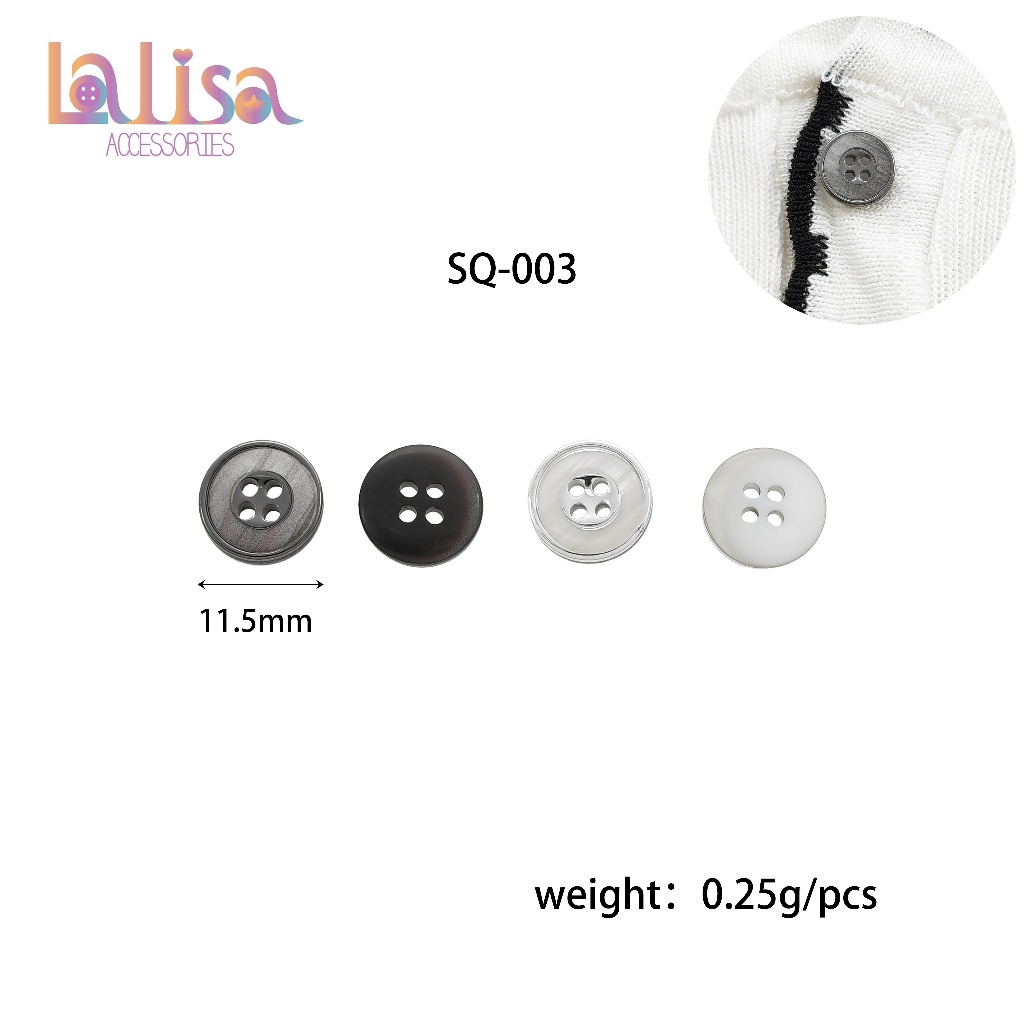 กระดุมเสื้อเชิ้ต เสื้อคอปก  1ชุด 6 เม็ด กระดุมแฟชั่น กระดุมเรซิ่น  resin button with stripe SQ-003
