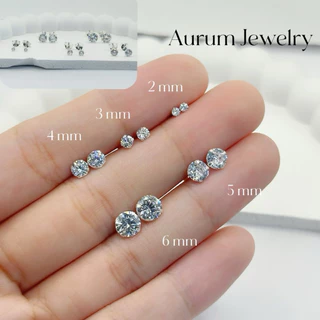 Aurum Jewelry : ต่างหูเพชร cz กลม เงินแท้ รุ่น Classy Silver Studs (ราคาต่อ 1 คู่)