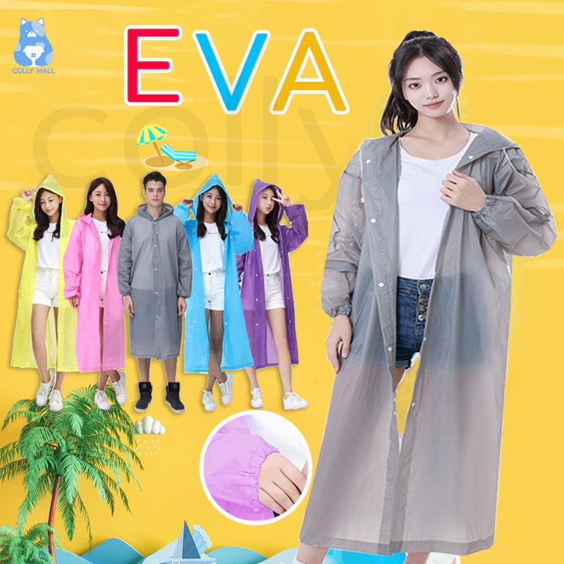 เสื้อกันฝนผู้ใหญ่ ชุดกันฝนแฟชั่นผู้ใหญ่ EVA 5 สี มีหมวก กันน้ำ ทนทาน แขนจั๊ม น้ำหนักเบาพกพาสะดวก