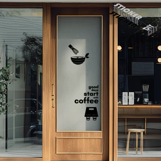 สติ๊กเกอร์ มัทฉะ / ชาเขียว / Matcha / Cafe (PVC ไดคัทตกแต่งกระจก ผนัง ประตู)