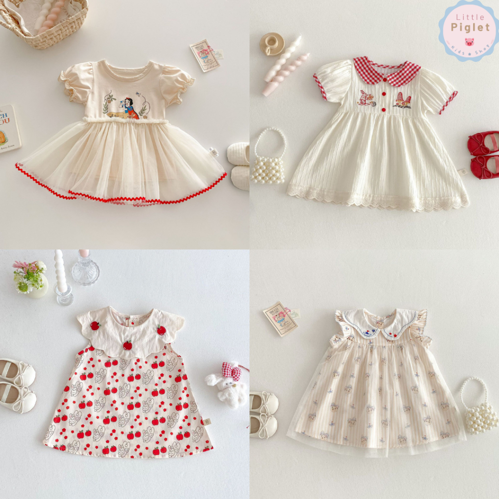 Little Piglet 🐷 พร้อมส่ง ชุดเดรส ชุดกระโปรง Dress น่ารัก เด็กผู้หญิง กระต่าย สโนว์ไวท์ หมี