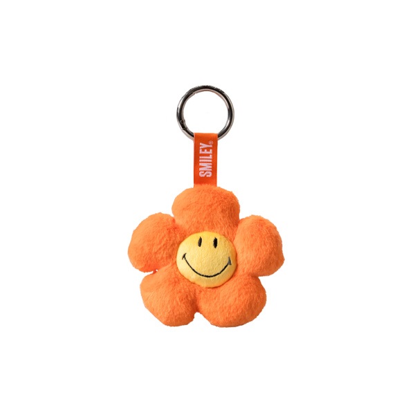 SMILEY® FLUFFY ORANGE DAISY KEYRING