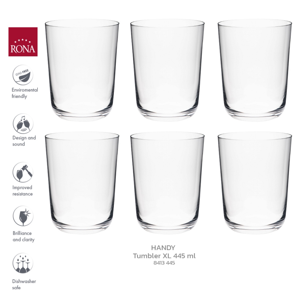 แก้วน้ำ Rona Handy tumbler XL 445 ml เซตกล่อง 6 ใบ