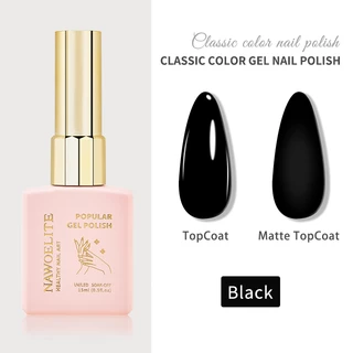 Nawoelite สีทาเล็บ เจล สีดํา สีขาว สีเจลทาเล็บดำ-ขาว คลาสสิก 💅 ต้องอบ LED/UV นื้อเจลไม่เหลว ไม่เป็นขุย สีสว่างจัด