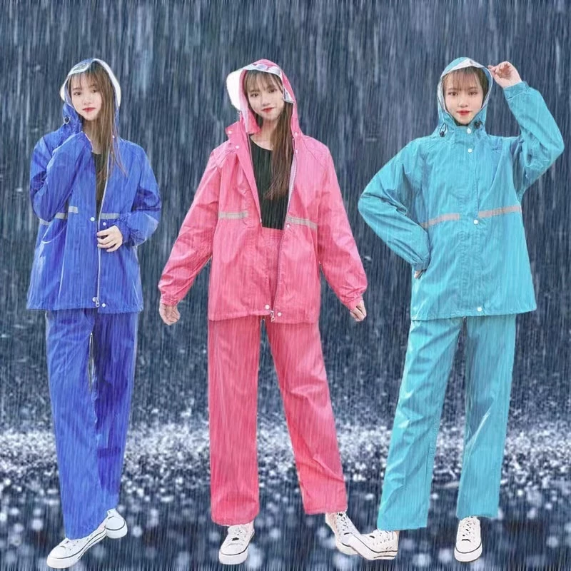 เสื้อกันฝนพร้อมกางเกง รุ่นหมวกติดเสื้อ มีแถบสะท้อนแสง thumbnail 3