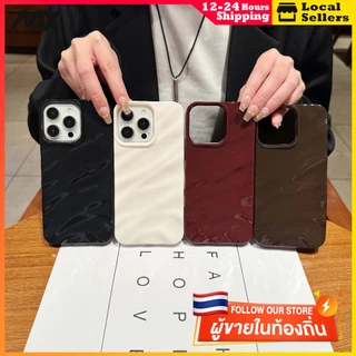 🔥Max🔥 กันกระแทก ลายพลีท ซิลิโคนนิ่ม เคสโทรศัพท์มือถือ 3D สีน้ําตาลแวววาว สําหรับ IPhone 11 12 13 14 15 Pro Max 11pro
