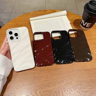 🔥Max🔥 กันกระแทก ลายพลีท ซิลิโคนนิ่ม เคสโทรศัพท์มือถือ 3D สีน้ําตาลแวววาว สําหรับ IPhone 11 12 13 14 15 Pro Max 11pro