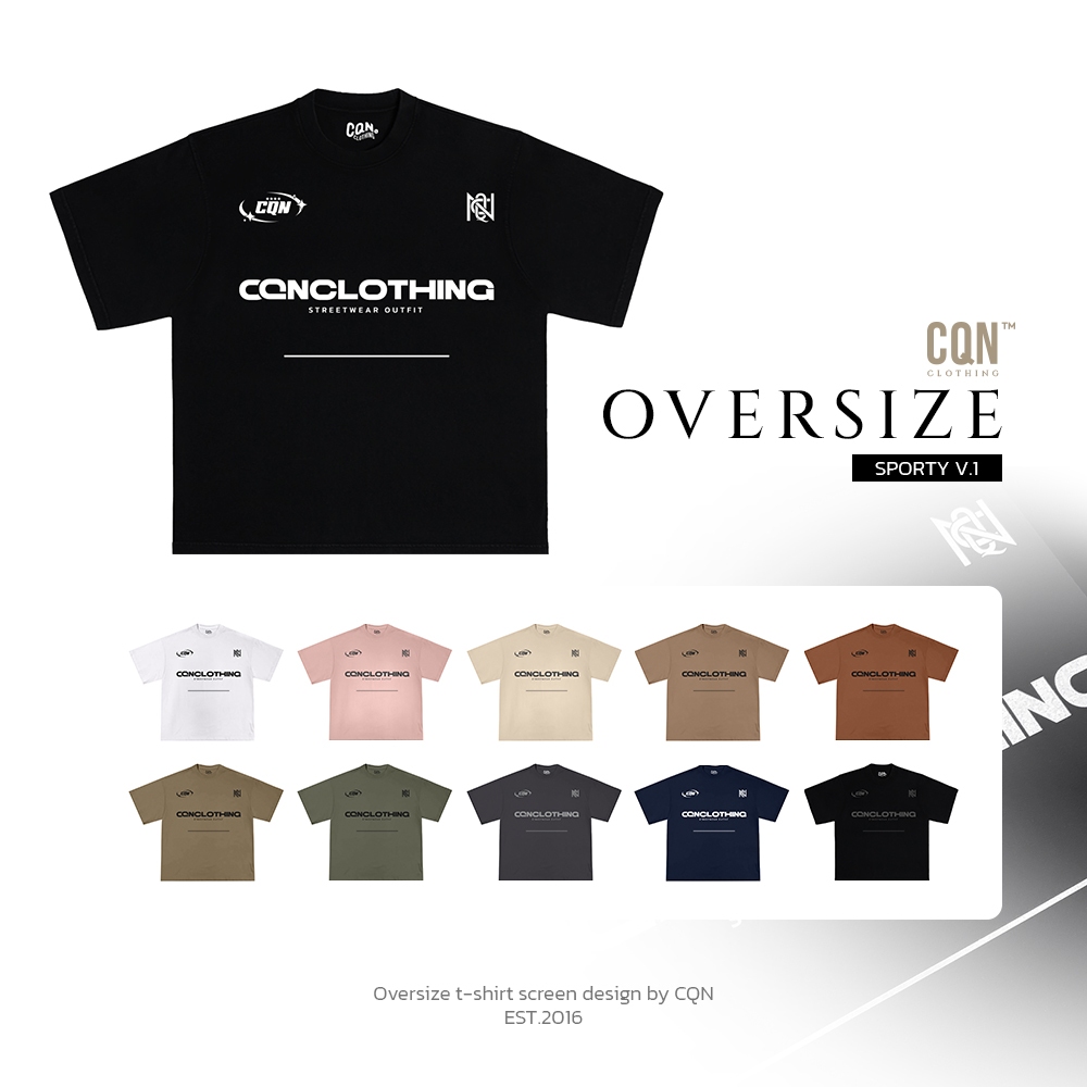 CQN | OVERSIZE [Sporty V.1] Cotton 100% No.20 คอแคบ ผ้าหนานุ่ม
