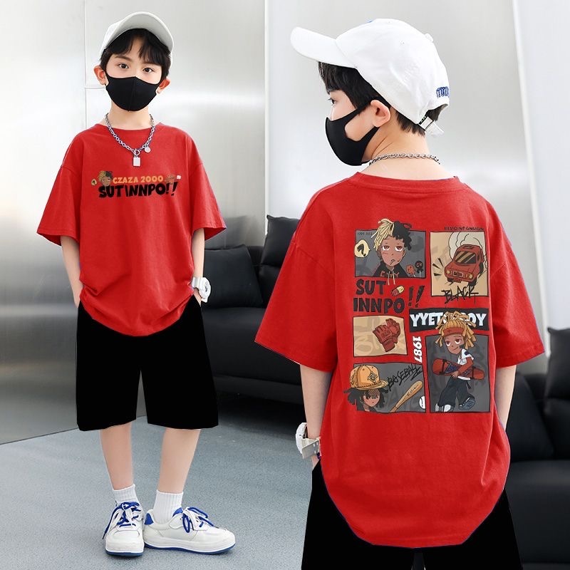 ชายเสื้อยืดผ้าฝ้ายเสื้อรูปแบบปีกเหมาะสำหรับ 3-14 ปีเด็กอายุหลายสีตัวเลือกผ้าฝ้ายแท้ 100% ราคาโรงงาน