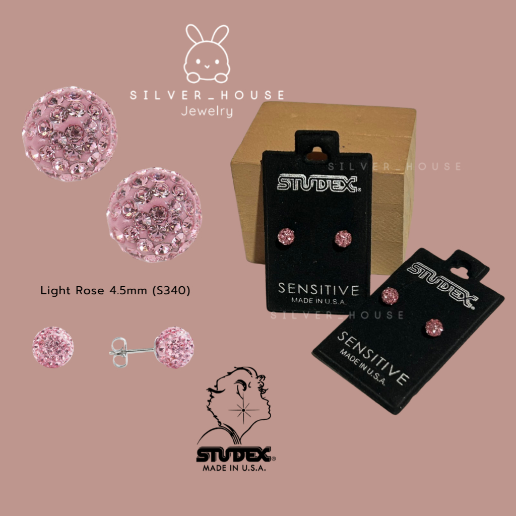 STUDEX ต่างหูสำหรับคนแพ้ง่ายนำเข้าจาก U.S.A. Fireball 4.5mm. ก้านสีเงิน