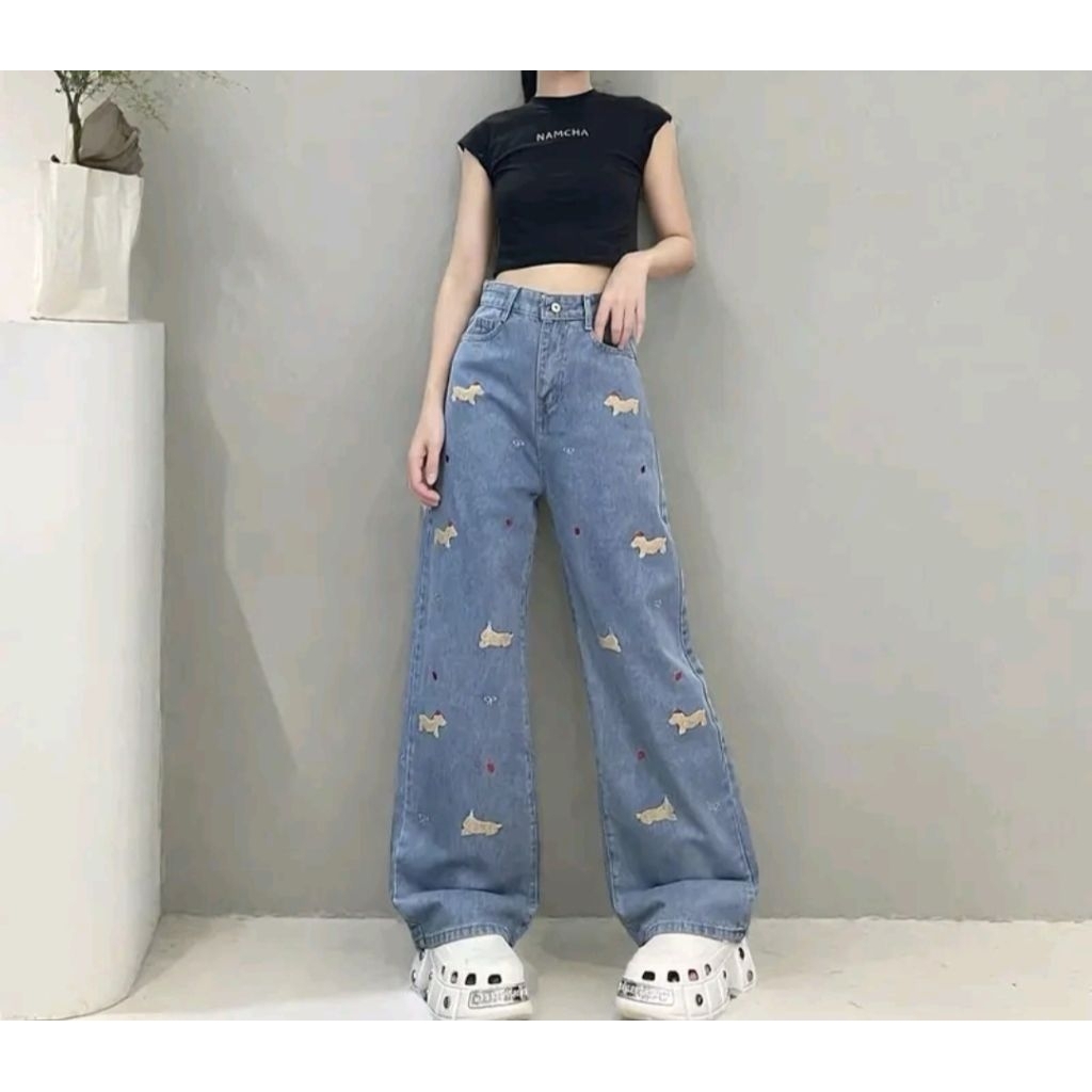 กางเกงยีนส์NAMCHAปัก