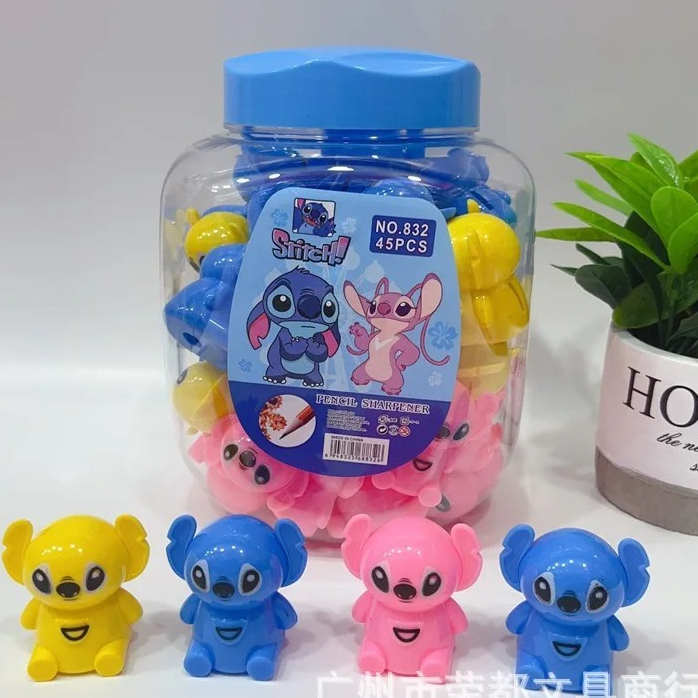 กระปุก 45 PCS (832) กบเหลาดินสอการ์ตูนน่ารัก ที่เหลาดินสอ คละสี แบบมือหมุน เหลาง่าย เครื่องเขียน โรงเรียน