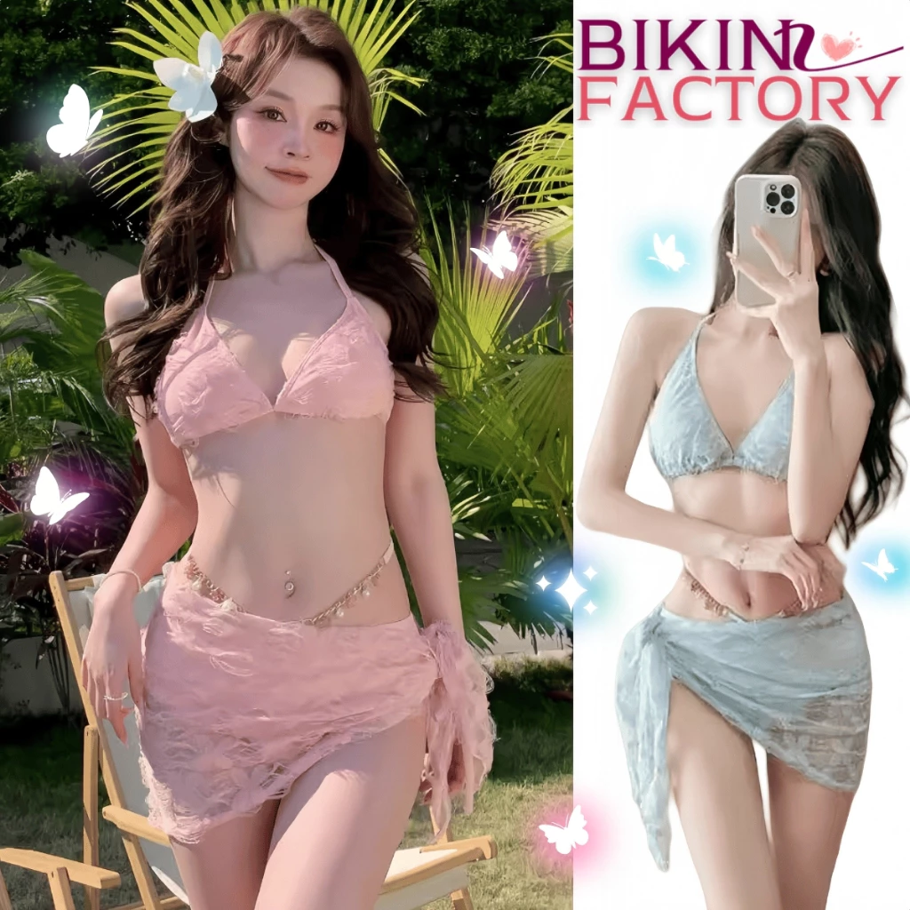 BIKINI FACTORY ชุดชายหาด เซตบิกินี่ 3 ชิ้น บิกินี่ผู้หญิง 👙 มีไซส์ M-XL | น้ำหนัก 40-65 กก. Y569