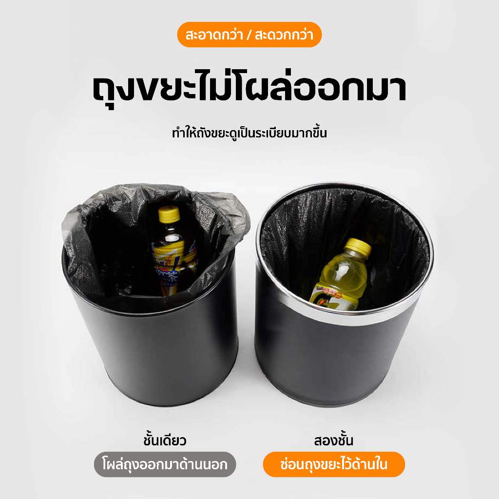 Nestbox ถังขยะในครัว ทรงกลม สีดำ 2 ชั้น ถังขยะมินิมอล ซ่อนถุง ถังขยะในห้องน้ำ ใช้ภายในบ้าน ราคา ถูกที่สุด ดีลบีเคเค แกลเลอรีภาพที่ 4