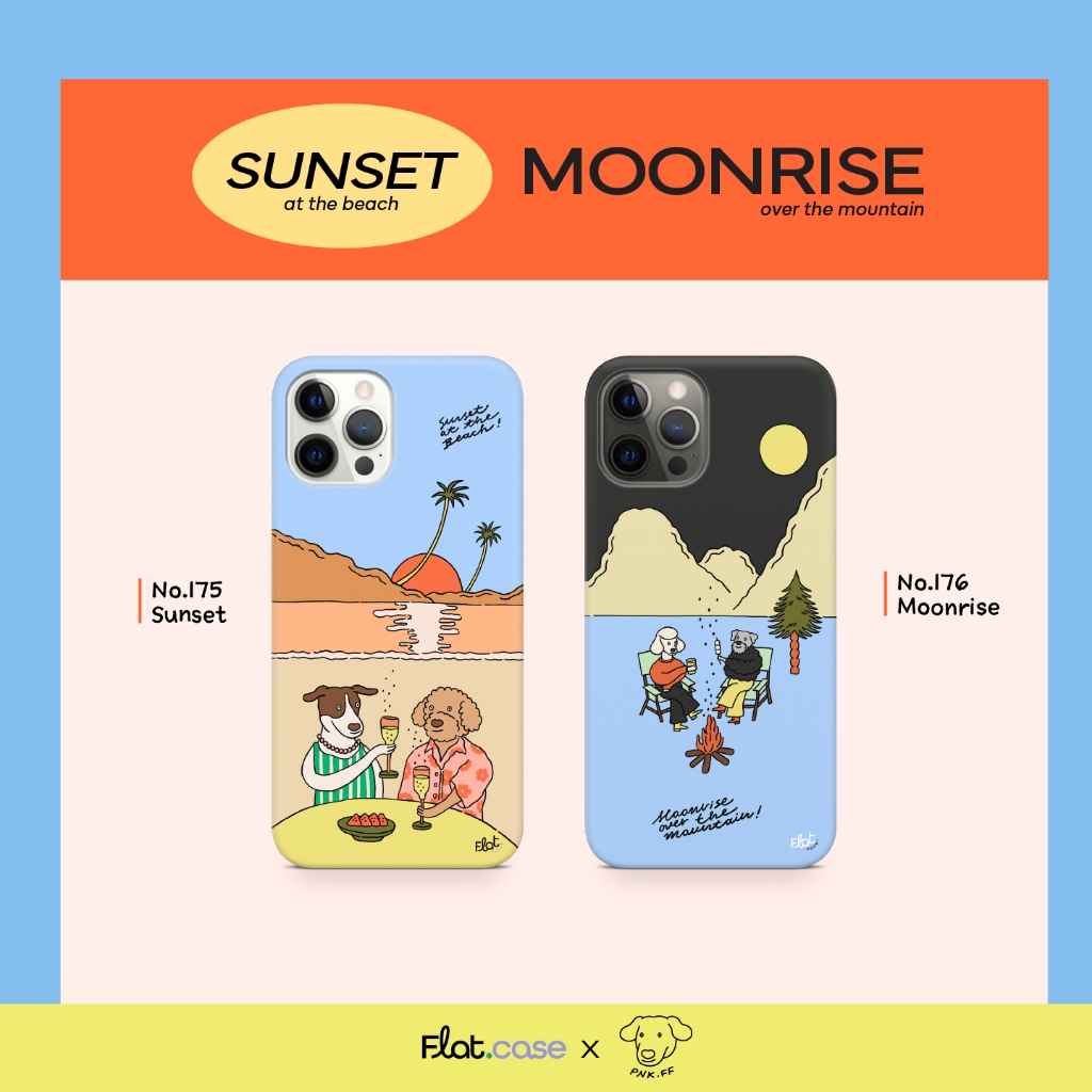 Flat.case - Sunset & Moonrise by pnk.ff Case [ระบุรุ่นในแชท Made to order 10-14 days]
