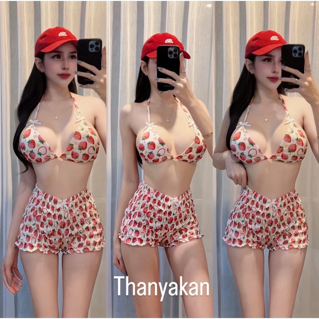 Set 2 ชิ้น สตอเบอรี่ รับซัมเมอร์ ทำคอนเทนต์ปังมากกกรุ่นนี้ สาวๆอย่าพลาดน๊าา