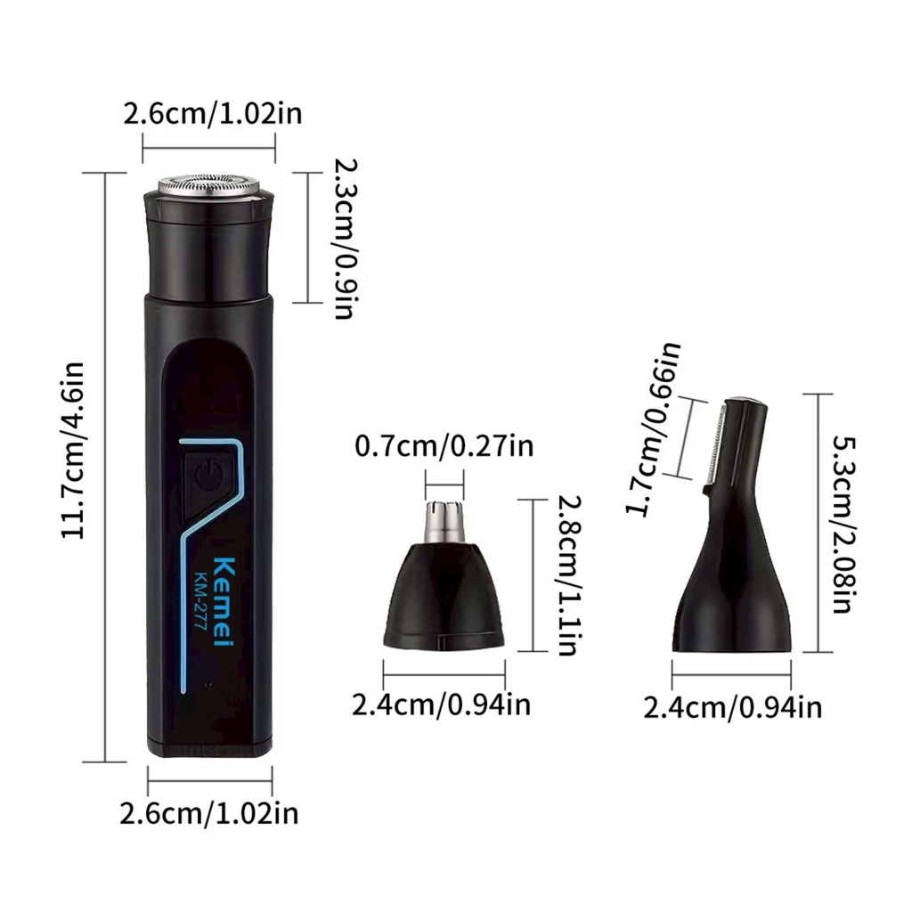 KEMEI KM-277 เครื่องโกนหนวดไฟฟ้า ปัตตาเลี่ยนไร้สาย 3IN1 เครื่องตัดผม โกนหนวด เครา ขนจมูก ชาร์จUSB - รูปที่ 6