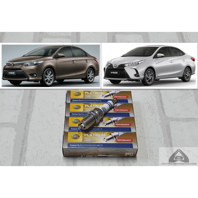 หัวเทียน แพลทตินัม Toyota Vios XP150 ( 2013 - 2021) ชุด 4 หัว  ระยะการใช้งาน 60,000 กม : Hella PM8RC