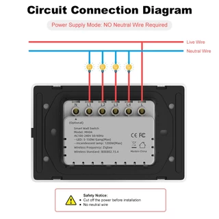 Tuya Zigbee Universal Piano Smart Switch ทูย่าสวิตช์อัจฉริยะแบบปุ่มกด Google Alexa