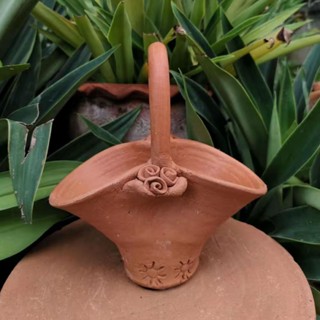 กระถางดินเผา กระถางทรงกระเช้า เจาะรู