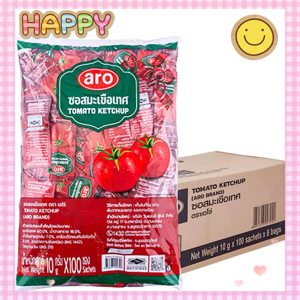 (ยกลัง800 ชิ้น/กล่อง) เอโร่ ซอสมะเขือเทศ ซอสมะเขือ ซอง 10ก. x 100ซอง x 8ห่อ