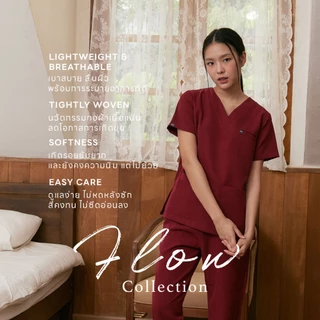 Scrub in | เสื้อ-กางเกงสครับ unisex สี Burgundy รุ่น Flow