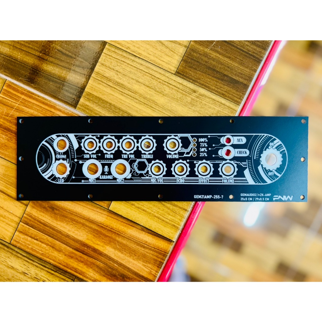 เพลทไฟ GEMAUDIO2.1/M60/TB22+AMP ไม่ย้าย ช่องเพลท 25x5 CM GEM21AMP-255-7