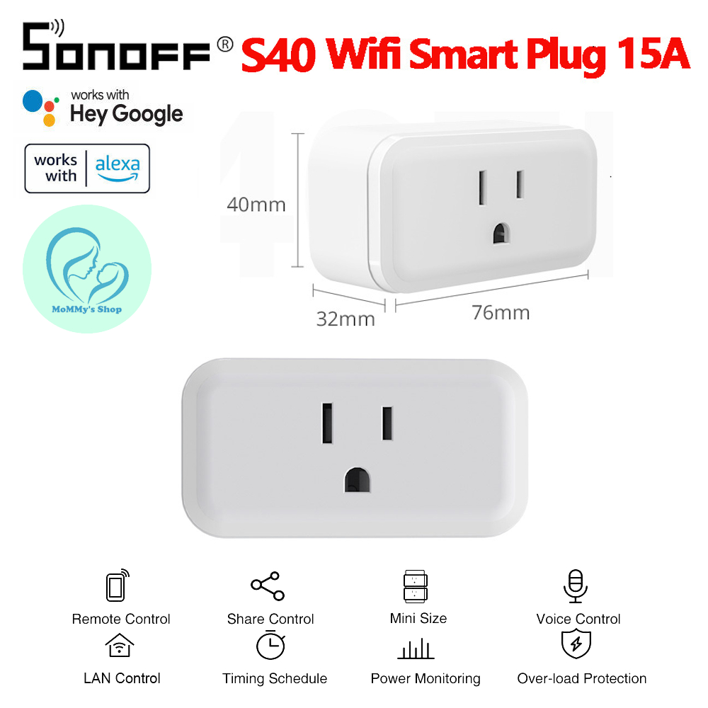 Sonoff S31 / S40 US 15A WIFI Smart Switch Socket Plug ปลั๊กอัจฉริยะ S40 พร้อมอุปกรณ์ตรวจสอบพลังงานใช