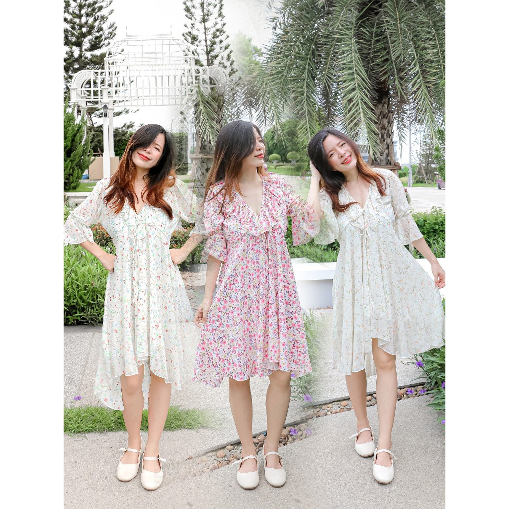 พร้อมส่ง 1-2 วัน 🔥RORA dress 🌸 เดรสไปคาเฟ่ เดรสไปทะเล สไตล์คุณหนู ผ้าชิฟฟ่อน