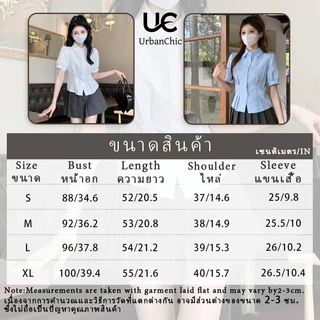 เสื้อเชิ้ตแขนสั้นแขนพองสีขาว เสื้อผ้าผู้หญิง เข้ารูป ใส่สบาย สไตล์เกาหลี พร้อมส่ง