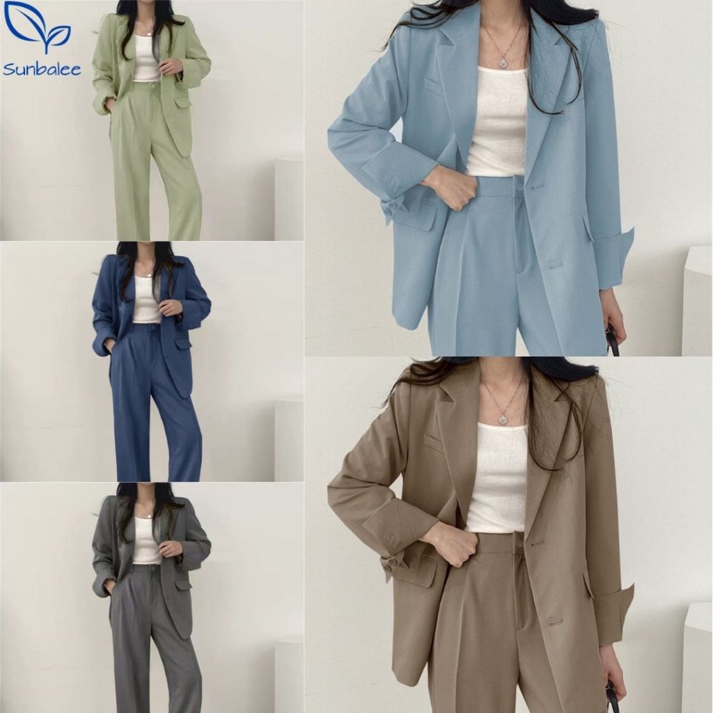 SUNBALEE 💙 SUIT-5 เสื้อสูท เซ็ตเสื้อ+กางเกง เสื้อเบลเซอร์ คอปกสไตล์เกาหลี Blazers 5 สี สินค้าพร้อมส่ง