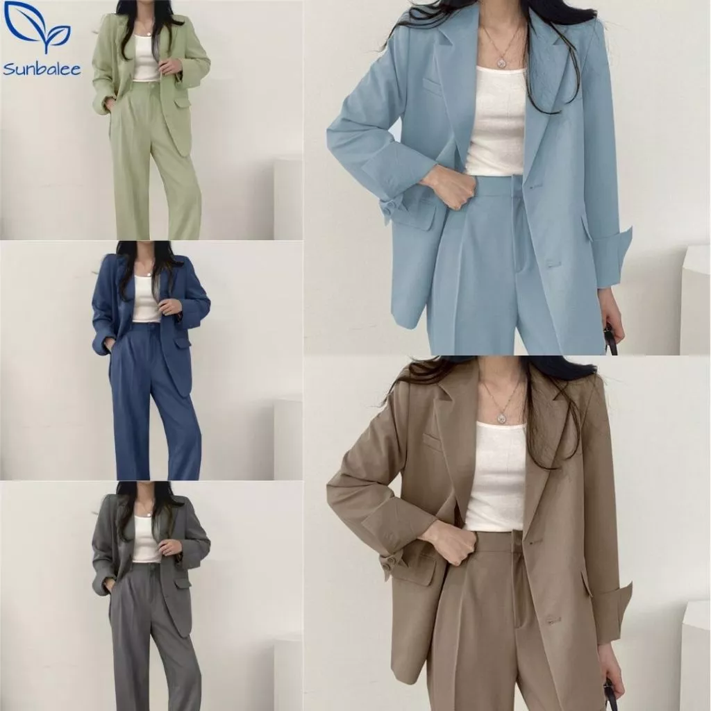 SUNBALEE 💙 SUIT-5 เสื้อสูท เซ็ตเสื้อ+กางเกง เสื้อเบลเซอร์ คอปกสไตล์เกาหลี Blazers 5 สี สินค้าพร้อมส่ง
