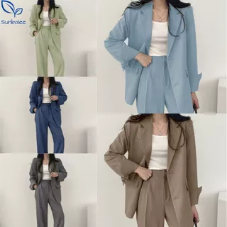 SUNBALEE 💙 SUIT-5 เสื้อสูท เซ็ตเสื้อ+กางเกง เสื้อเบลเซอร์ คอปกสไตล์เกาหลี Blazers 5 สี สินค้าพร้อมส่ง