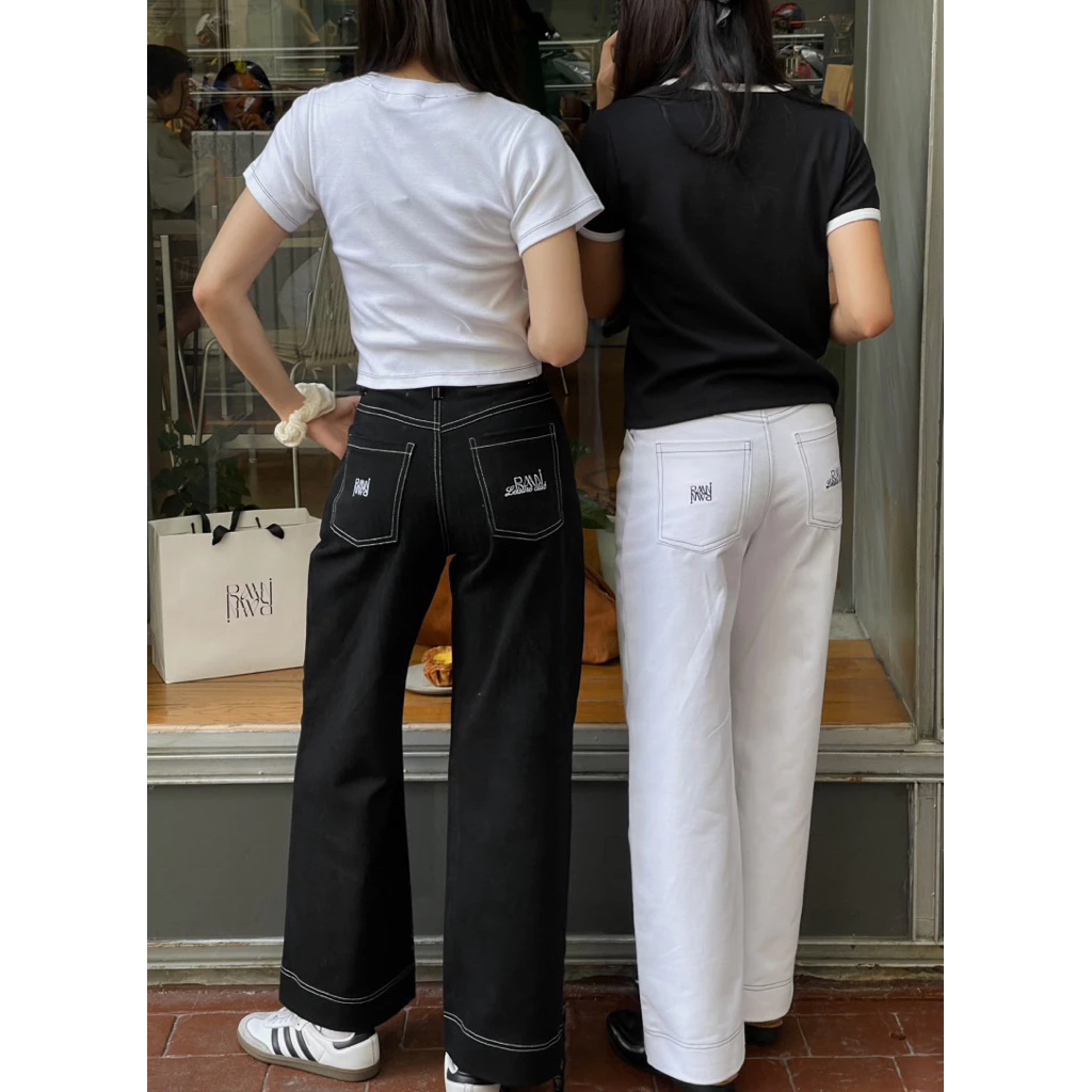 Roomry.n - Stitchy pants กางเกงยีนส์กระบอกใหญา เดินด้าย ทรงกระบอก