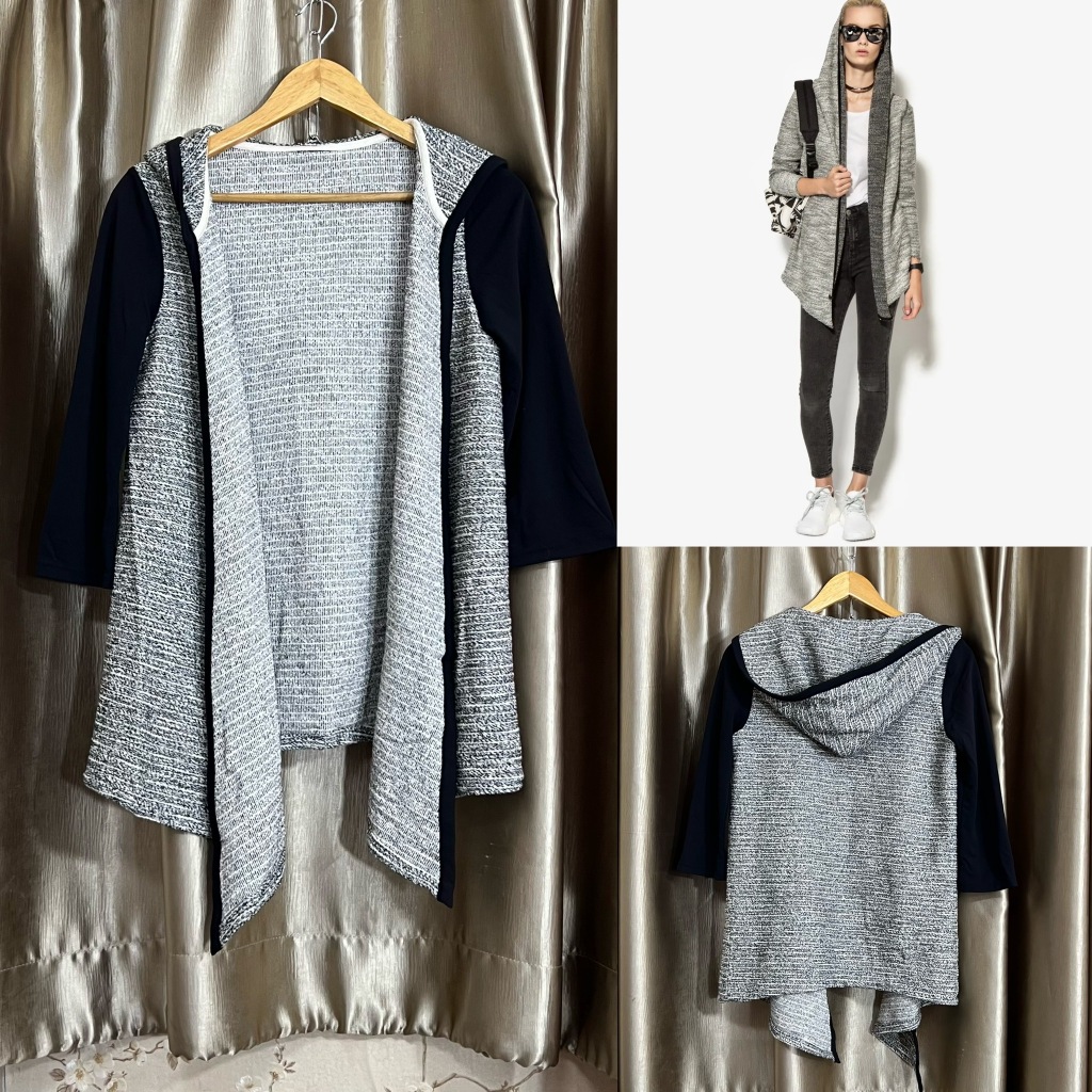 (F268) เสื้อคลุมผ้าคอตตอน+ฮู้ดดี้ สภาพใหม่กริบ อก ฟรีไซส์ ความยาว 30 สวยค่ะ ❤️85.-