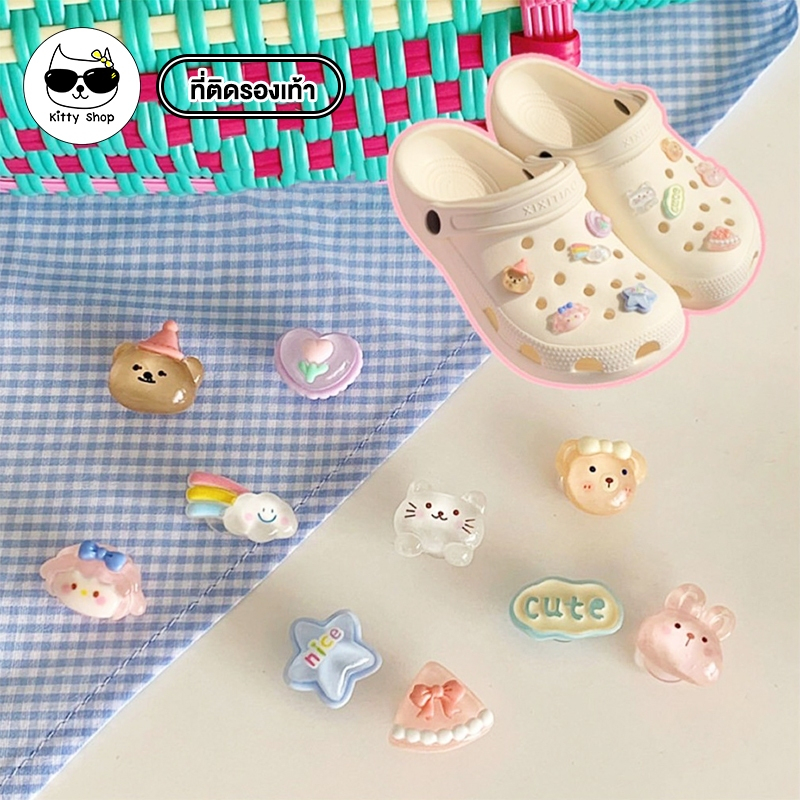 พร้อมส่งในไทย ที่ติดรองเท้า 3D รองเท้า Charm Jibz