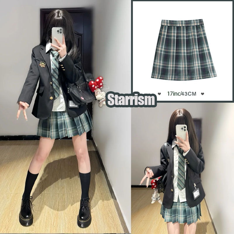 ✨จัดส่งทันที✨กระโปรงลายสก๊อต  JK ชุดนักเรียน  เอวสูง  กระโปรงสั้น ชุดนักเรียนเกาหลี กระโปรงเทนนิส