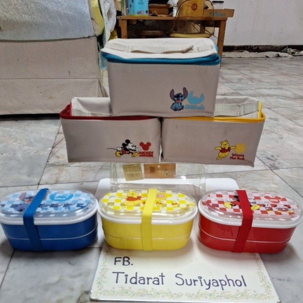 กล่องข้าวเบนโต กล่องข้าวเด็กของใหม่ #Mickey # Pooh #stitch ลิขสิทธิ์ Disney แท้