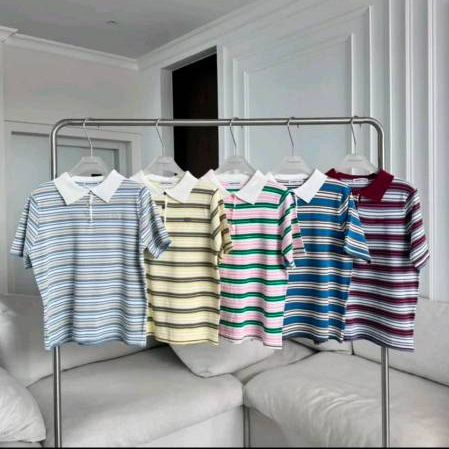 PTPL3044 เสื้อโปโลลายทางปัก PROMTHONG