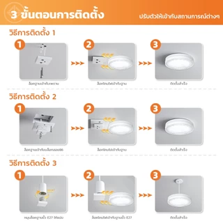 MODI โคมไฟเพดาน 24W 36W เปิดได้ 3 แสง ไฟเพดาน220V สไตล์โมเดิร์น โคมไฟ led กันฝุ่นกันแมลง กันฟ้าผ่า