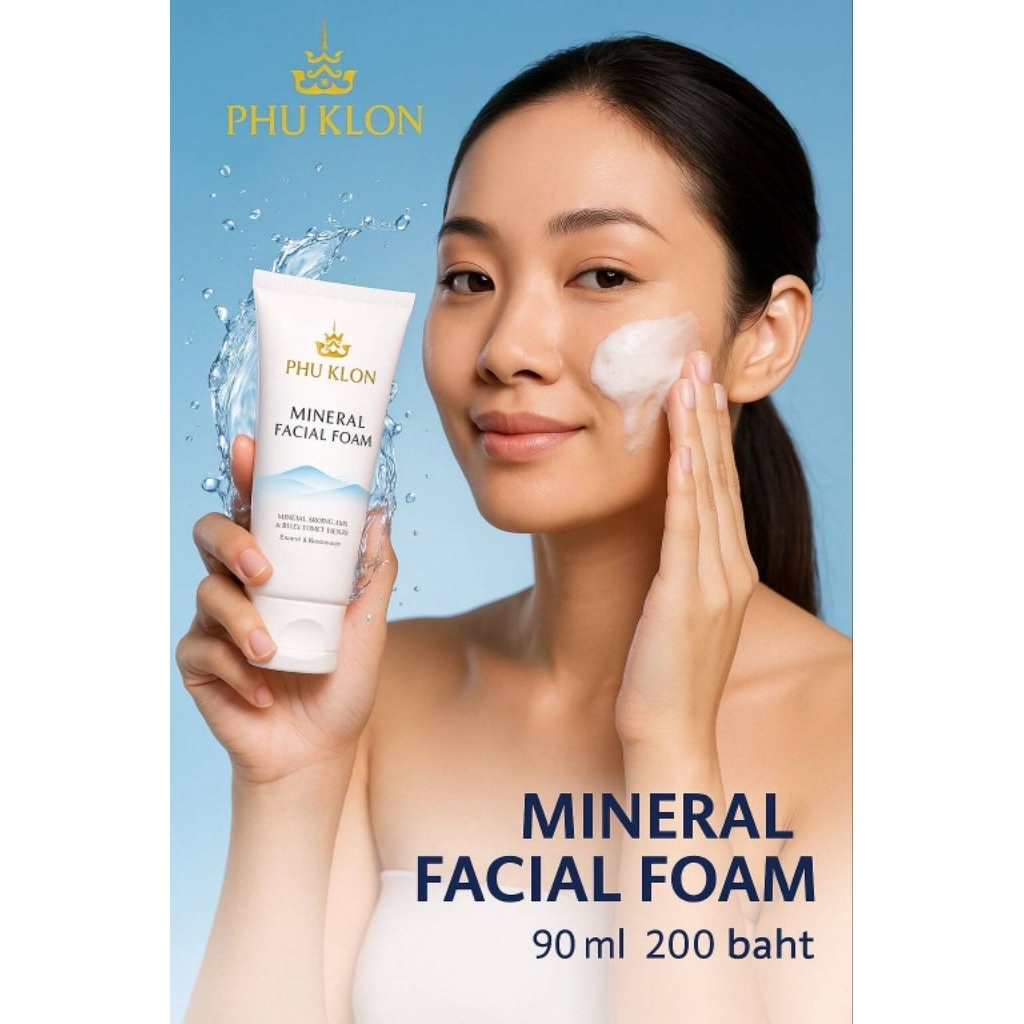 🎯แพ็คคู่399฿💥 โฟมล้างหน้า น้ำแร่ ภูโคลน PHU KLON MINERAL FACIAL FOAM 90 กรัม) โฟมล้างหน้าภูโคลน