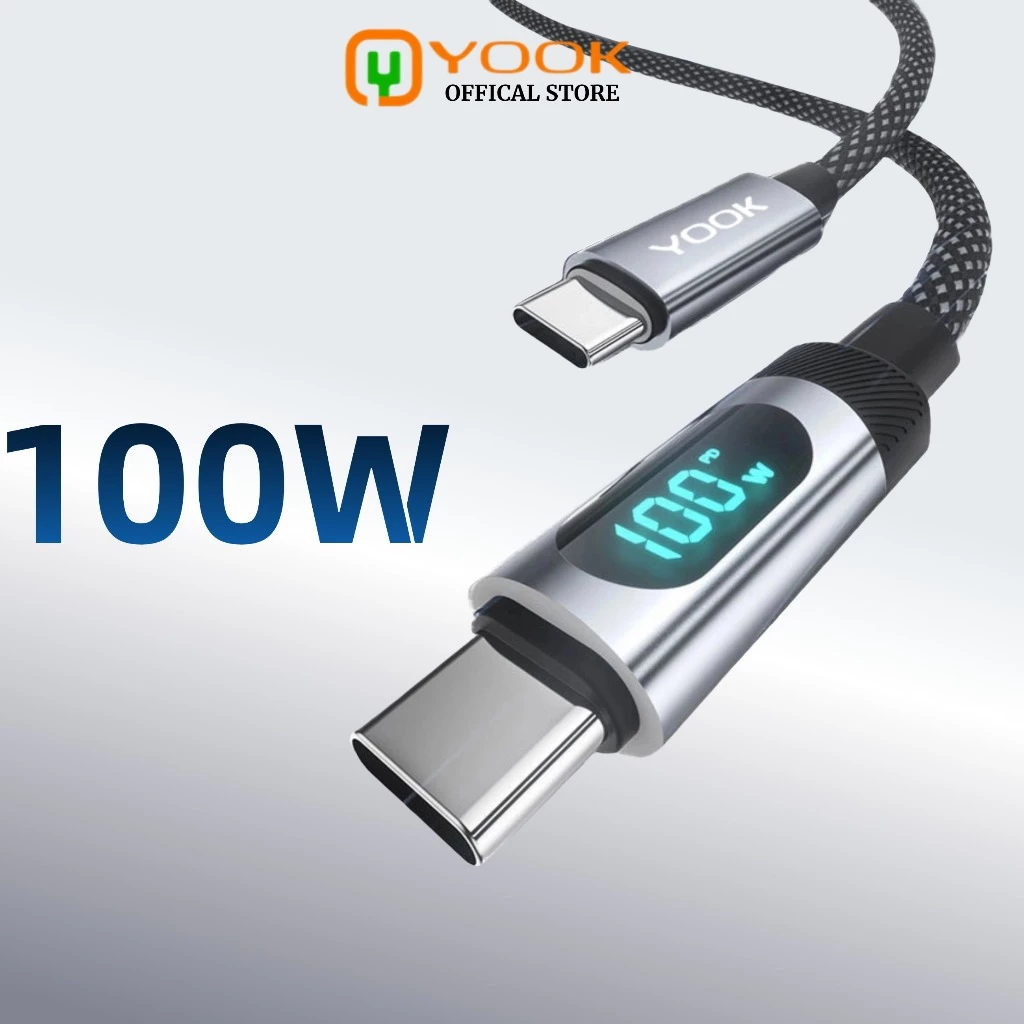 YOOK 100W Type C สายชาร์จเร็ว E-Marker สําหรับ iPhone 16 Pro Max 15 Series Samsung S24 S23 Ultra iPad Pro Macbook