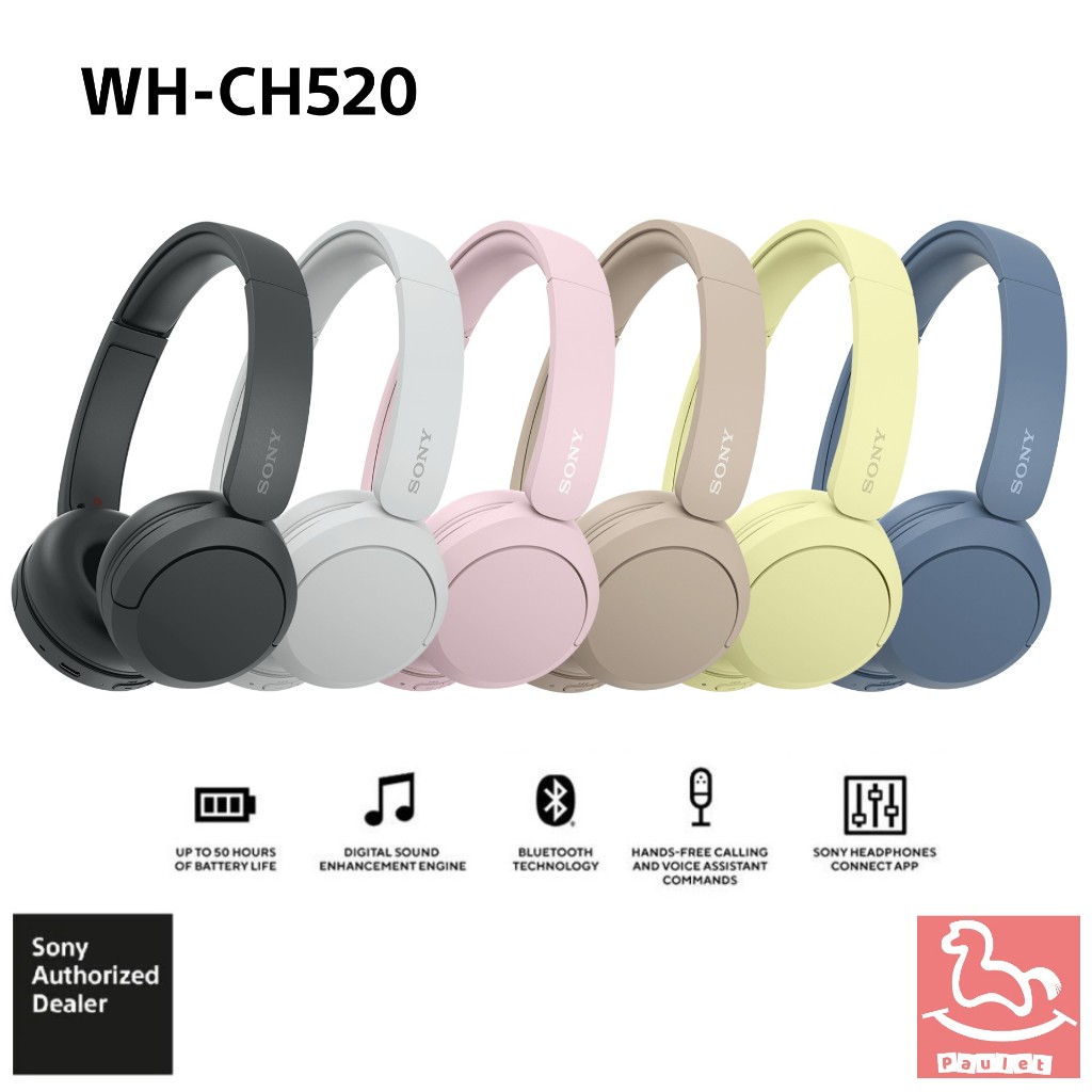 NEW Model !! (ของแท้ศูนย์ไทย100%) หูฟังไร้สายบลูทูธ Sony รุ่น WH-CH520 แบตยาว 50ชม. น้ำหนักเบามาก Bluetooth