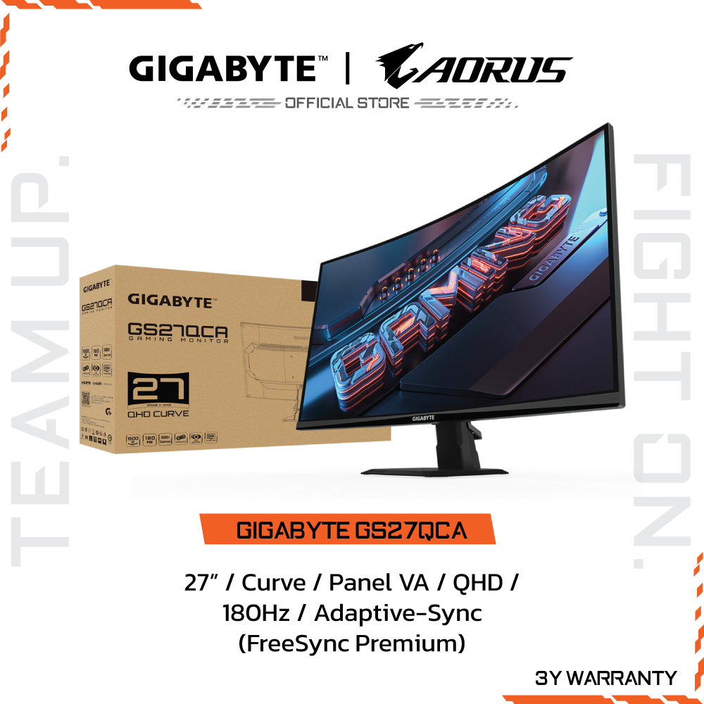 GIGABYTE GS27QCA Gaming Monitor (จอมอนิเตอร์) | 27" QHD | VA | 1ms | 180Hz | Adaptive-Sync