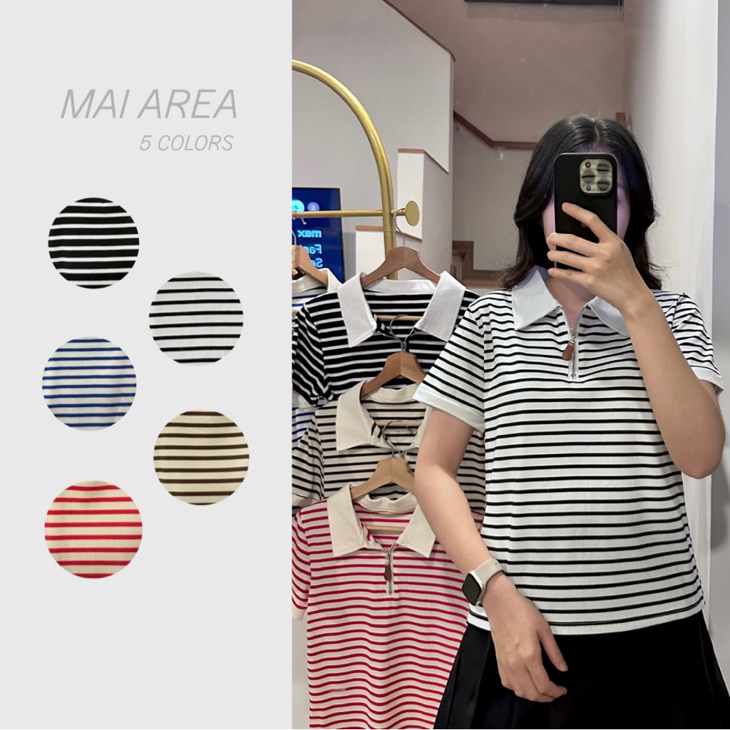 ✿MAI AREA✿ ​116 เสื้อตัดขอบเกาหลีซิปลายเล็ก