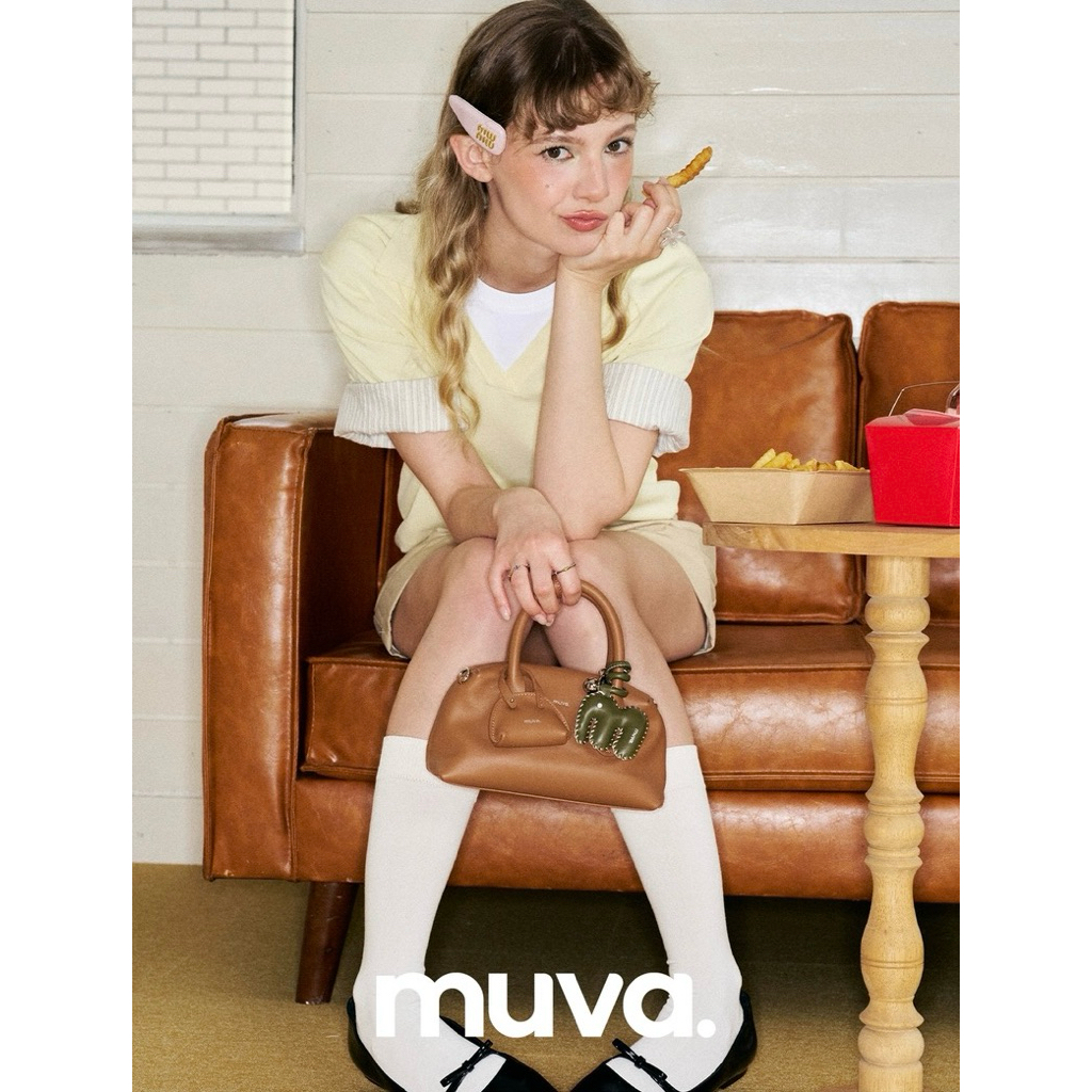 New❣️Muva | muva cotton handbag กระเป๋าถือหนังแท้ พร้อมสายสะพาย