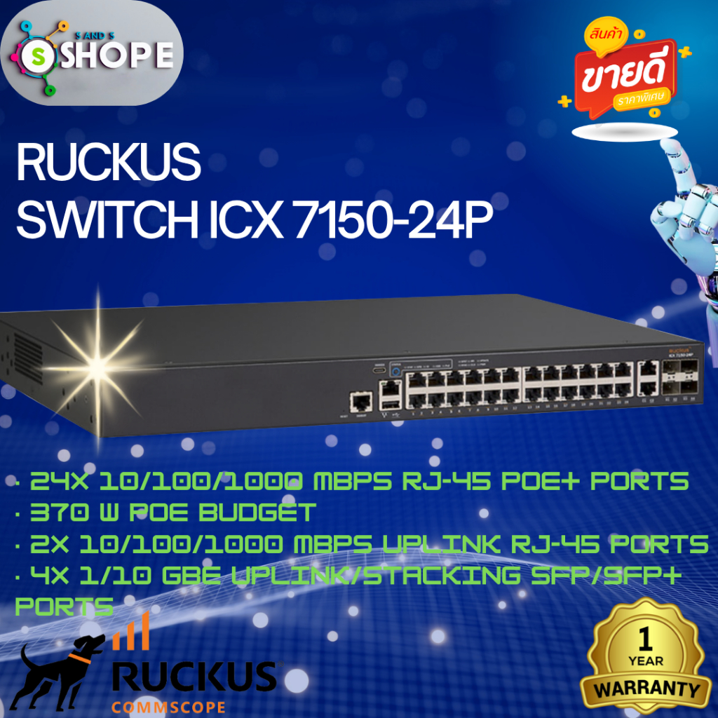 Ruckus Switch  ICX7150 24P-4x1G  ออกใบกำกับภาษีได้⚡️🔥ทักแชทร้านได้เลย