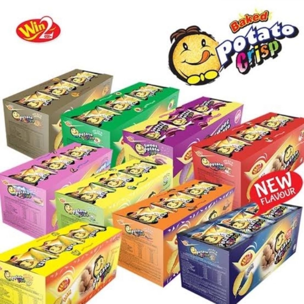 Halal ฮาลาล ขายปลีก คละรส ลุ้นรส Win2 Potato Crackers Potato Crisps แครกเกอร์มันฝรั่งแผ่นบางกรอบ