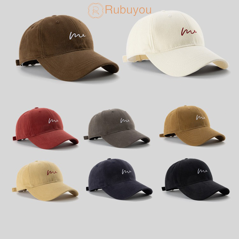 Rubuyou ปักหมวกเบสบอลผู้หญิง เกาหลี แฟชั่น คุณภาพส หมวกกันแดดป้องกันรังสียูวีสําหรับสวมใส่ทุกวันเหมาะสำหรับทั้งชายและหญง