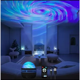 โคมไฟฉายแสงออโรร่าดนตรีหมุนได้, LED RGB, โคมไฟฉายเจ็ดสี, ห้องนั่งเล่น ไฟกลางคืนบรรยากาศข้างเตียงใน